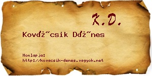 Kovácsik Dénes névjegykártya