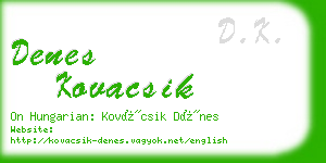 denes kovacsik business card